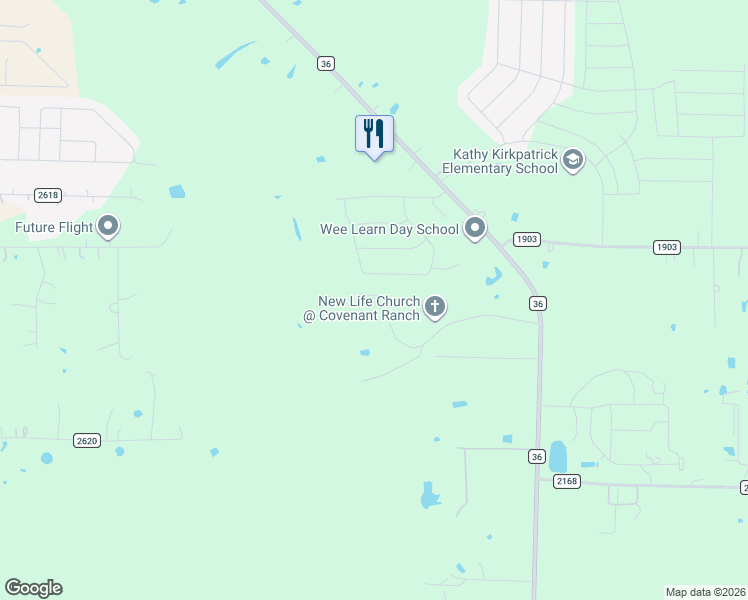 map of restaurants, bars, coffee shops, grocery stores, and more near 270 Covenant Ranch Road in Caddo Mills