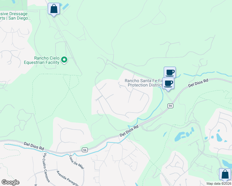 map of restaurants, bars, coffee shops, grocery stores, and more near 7762 Calle Amanecer in Rancho Santa Fe