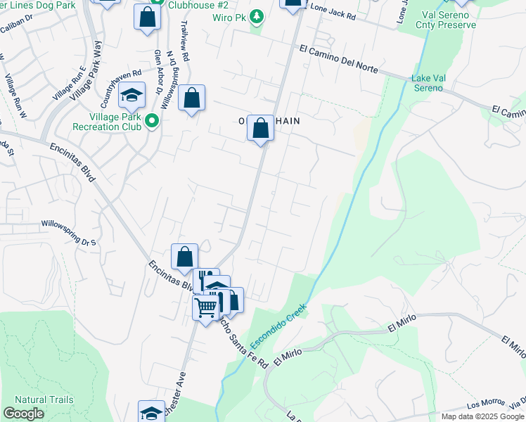 map of restaurants, bars, coffee shops, grocery stores, and more near 312 Cole Ranch Road in Encinitas