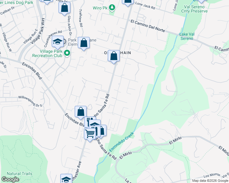 map of restaurants, bars, coffee shops, grocery stores, and more near 312 Cole Ranch Road in Encinitas