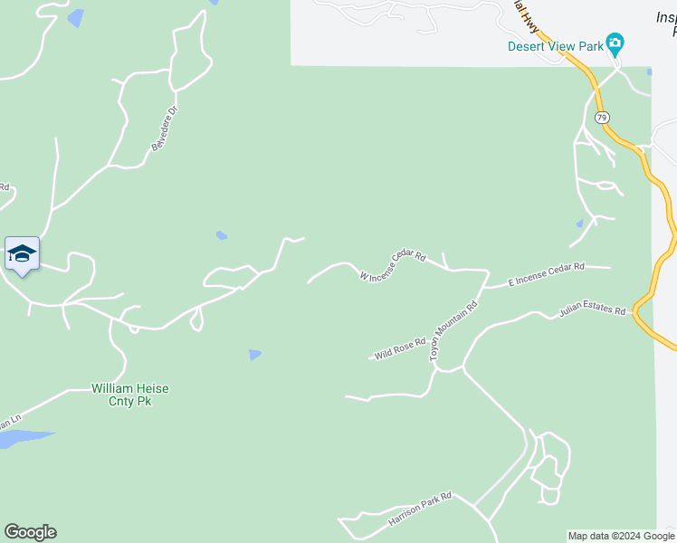 map of restaurants, bars, coffee shops, grocery stores, and more near 1055 West Incense Cedar Road in Julian