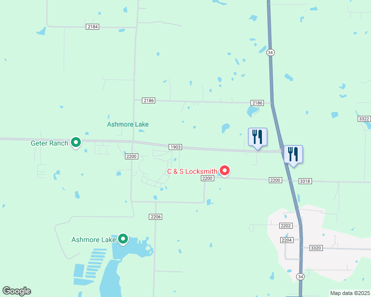 map of restaurants, bars, coffee shops, grocery stores, and more near 355 Farm to Market Road 1903 in Greenville