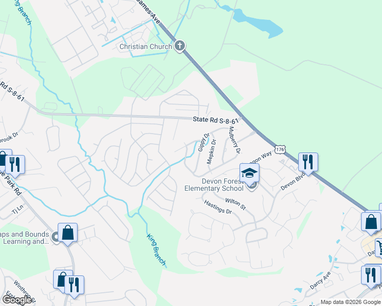 map of restaurants, bars, coffee shops, grocery stores, and more near 310 Mulberry Drive in Summerville