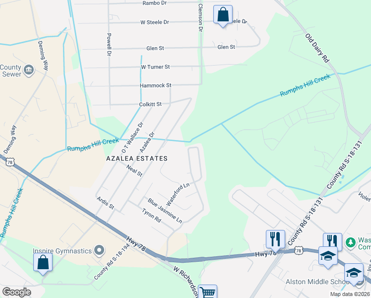 map of restaurants, bars, coffee shops, grocery stores, and more near 423 Aberdeen Circle in Summerville