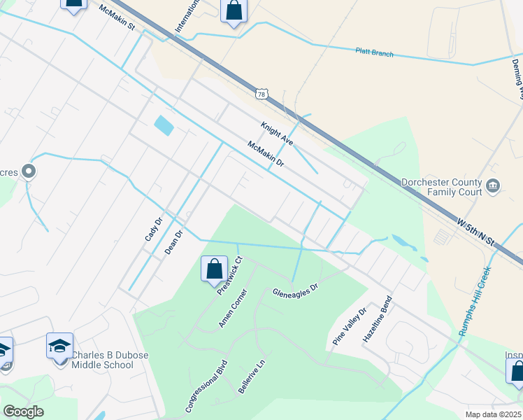 map of restaurants, bars, coffee shops, grocery stores, and more near 103 la Costa Way in Summerville