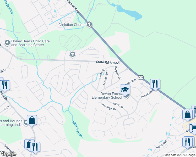 map of restaurants, bars, coffee shops, grocery stores, and more near 310 Mulberry Drive in Summerville