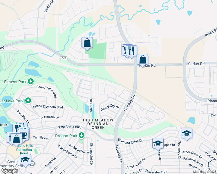 map of restaurants, bars, coffee shops, grocery stores, and more near 1840 Carver Drive in Carrollton
