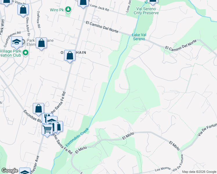 map of restaurants, bars, coffee shops, grocery stores, and more near 3035 Paseo Cielo in Rancho Santa Fe