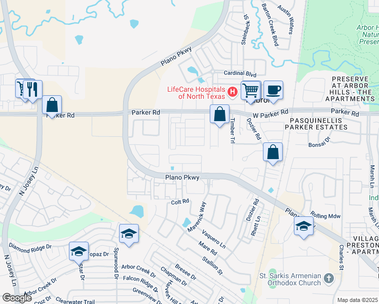 map of restaurants, bars, coffee shops, grocery stores, and more near 2257 Madison Street in Carrollton