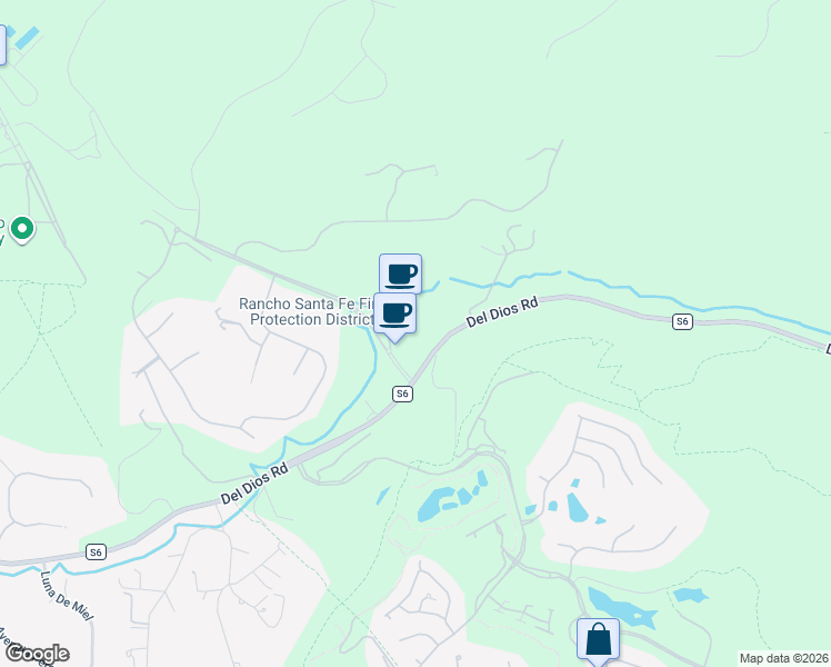 map of restaurants, bars, coffee shops, grocery stores, and more near 18029 Calle Ambiente in Rancho Santa Fe