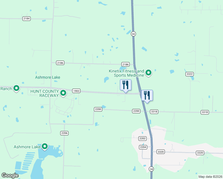 map of restaurants, bars, coffee shops, grocery stores, and more near 220 Farm to Market Road 1903 in Greenville