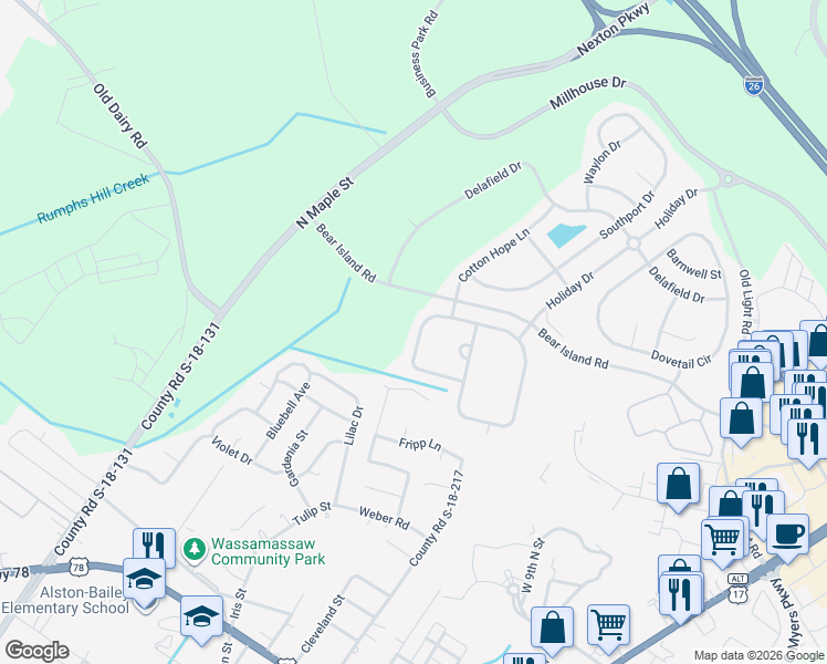 map of restaurants, bars, coffee shops, grocery stores, and more near 227 Avonshire Drive in Summerville
