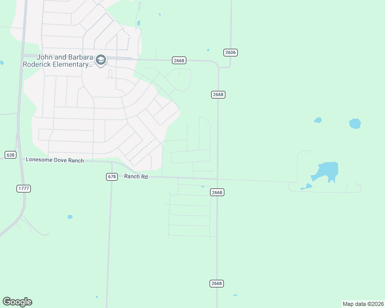 map of restaurants, bars, coffee shops, grocery stores, and more near County Road 2668 in Royse City