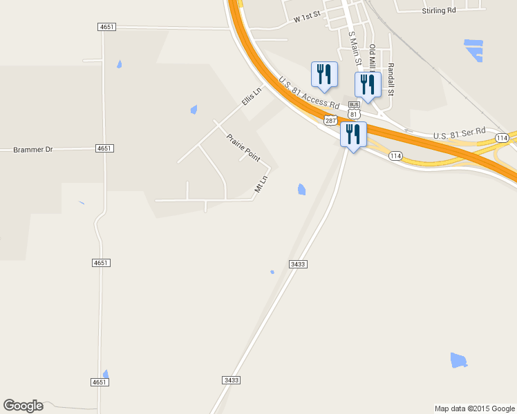 map of restaurants, bars, coffee shops, grocery stores, and more near 1110 Mount Lane in Rhome