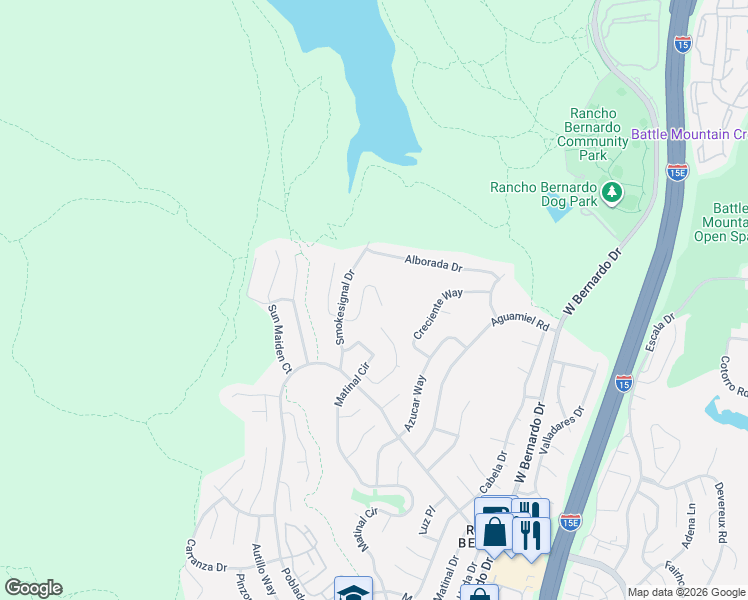 map of restaurants, bars, coffee shops, grocery stores, and more near 11434 Monticook Court in San Diego