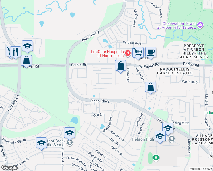 map of restaurants, bars, coffee shops, grocery stores, and more near 2257 Madison Street in Carrollton