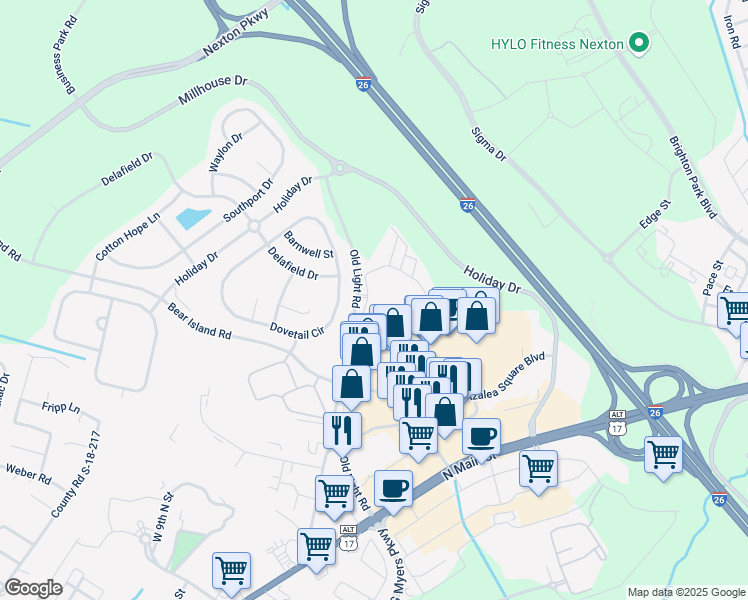 map of restaurants, bars, coffee shops, grocery stores, and more near 3500 Pinckney Marsh Lane in Summerville