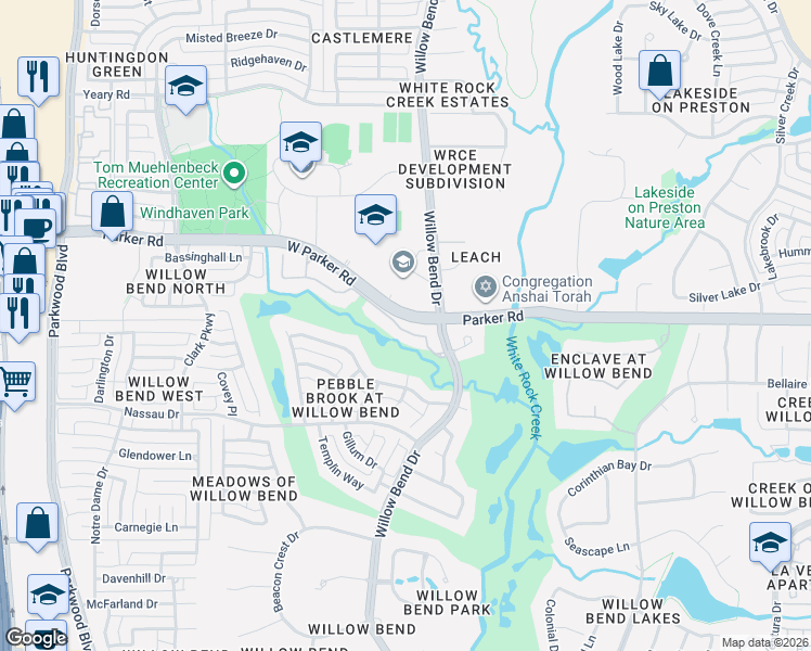 map of restaurants, bars, coffee shops, grocery stores, and more near 5629 Gleneagles Drive in Plano