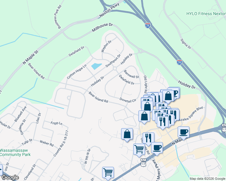 map of restaurants, bars, coffee shops, grocery stores, and more near 103 Ripley Court in Summerville