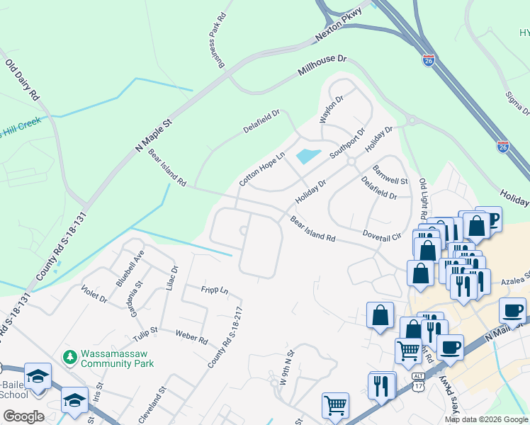map of restaurants, bars, coffee shops, grocery stores, and more near 194 Avonshire Drive in Summerville