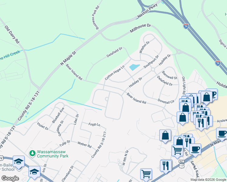 map of restaurants, bars, coffee shops, grocery stores, and more near 198 Avonshire Drive in Summerville
