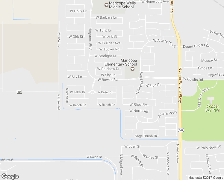 map of restaurants, bars, coffee shops, grocery stores, and more near 45594 Keller Lane in Maricopa