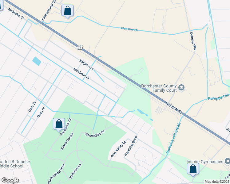 map of restaurants, bars, coffee shops, grocery stores, and more near 239 McMakin Drive in Summerville