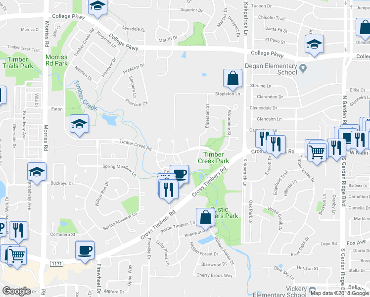 map of restaurants, bars, coffee shops, grocery stores, and more near 4205 Gayle Court in Flower Mound