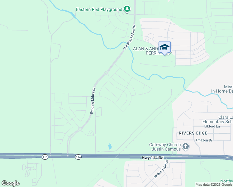 map of restaurants, bars, coffee shops, grocery stores, and more near Unnamed Road in Justin
