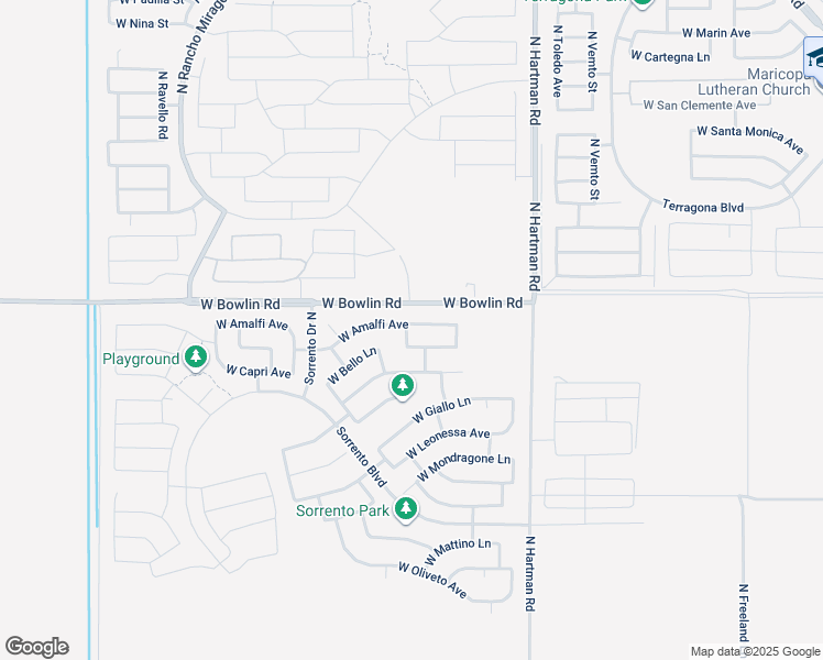 map of restaurants, bars, coffee shops, grocery stores, and more near 37153 West Amalfi Avenue in Maricopa