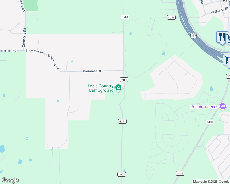 map of restaurants, bars, coffee shops, grocery stores, and more near 684 County Road 4651 in Rhome