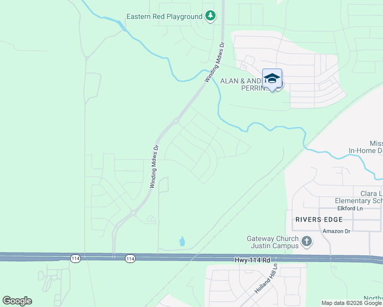 map of restaurants, bars, coffee shops, grocery stores, and more near Unnamed Road in Justin