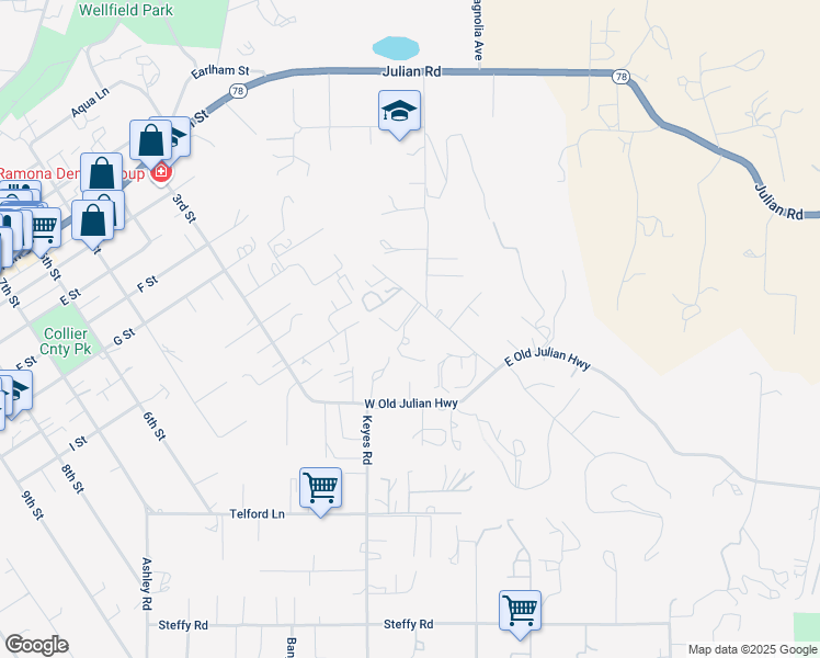 map of restaurants, bars, coffee shops, grocery stores, and more near 181 Kristen Villa Court in Ramona