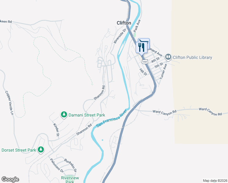map of restaurants, bars, coffee shops, grocery stores, and more near 207 Vista Heights Road in Clifton
