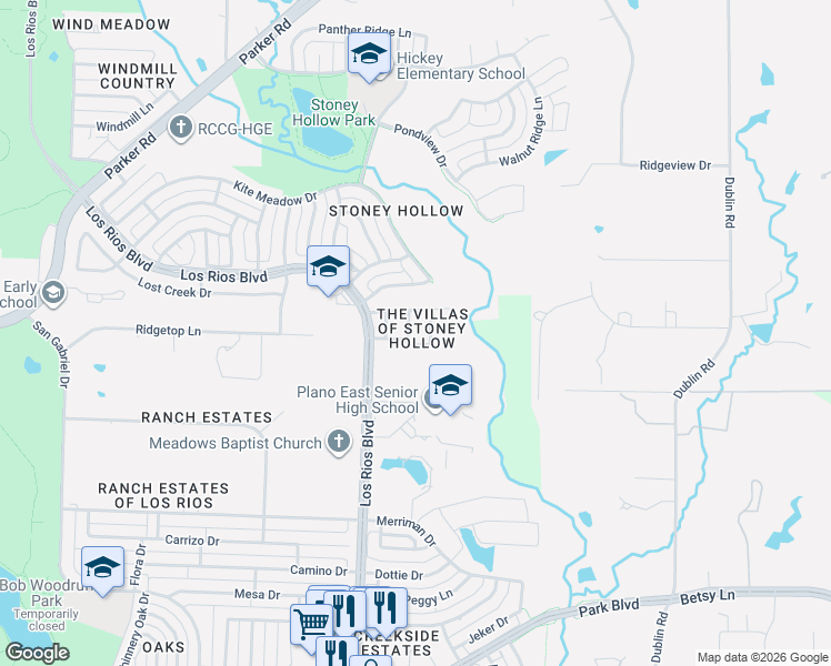 map of restaurants, bars, coffee shops, grocery stores, and more near 3714 Bella Vista Drive in Plano