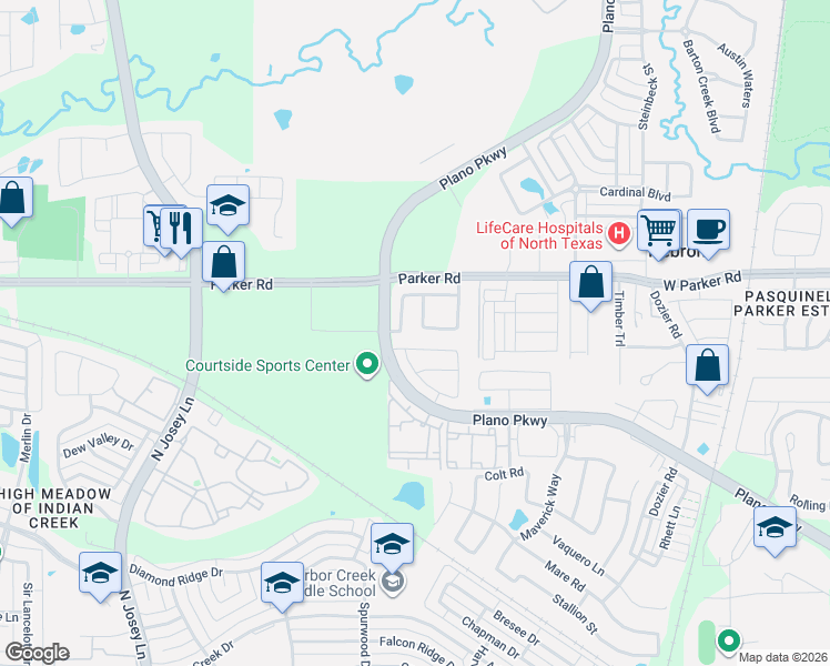 map of restaurants, bars, coffee shops, grocery stores, and more near 4812 Zilker Avenue in Carrollton