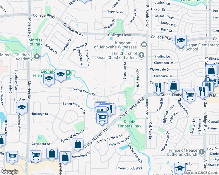 map of restaurants, bars, coffee shops, grocery stores, and more near 4261 Gayle Court in Flower Mound