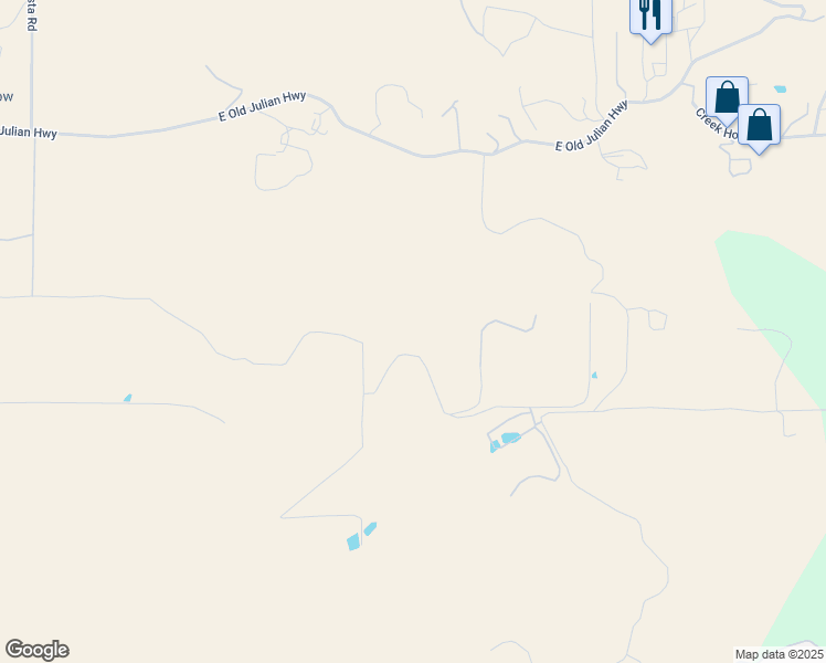 map of restaurants, bars, coffee shops, grocery stores, and more near 24848 Starlight Mountain Road in Ramona