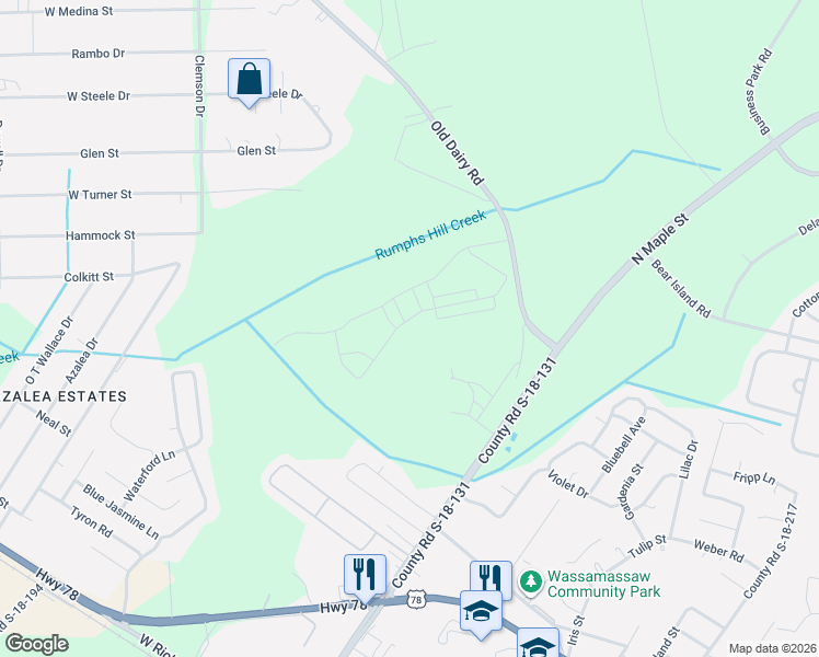 map of restaurants, bars, coffee shops, grocery stores, and more near 716 North Maple Street in Summerville