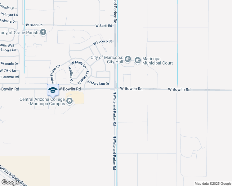 map of restaurants, bars, coffee shops, grocery stores, and more near in Maricopa