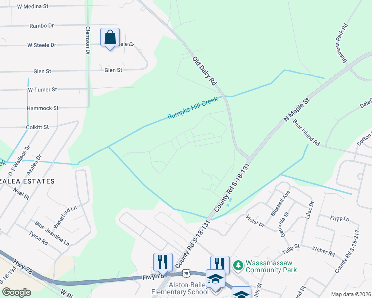 map of restaurants, bars, coffee shops, grocery stores, and more near 716 North Maple Street in Summerville