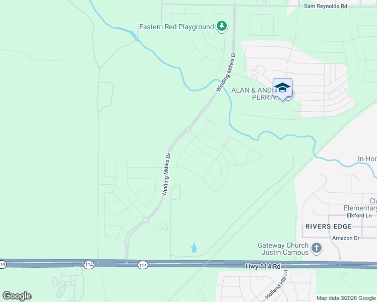 map of restaurants, bars, coffee shops, grocery stores, and more near Unnamed Road in Justin