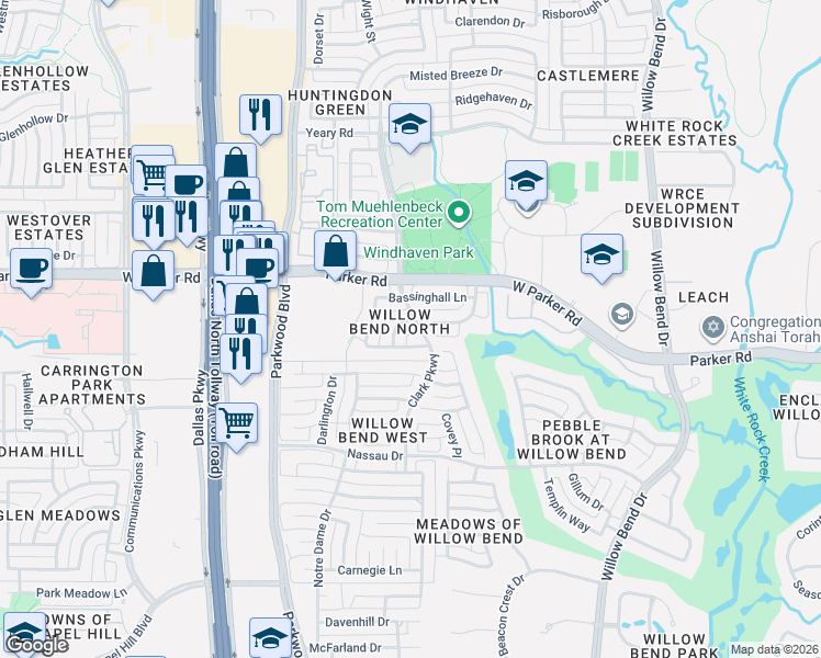 map of restaurants, bars, coffee shops, grocery stores, and more near 3212 Saint Georges Drive in Plano