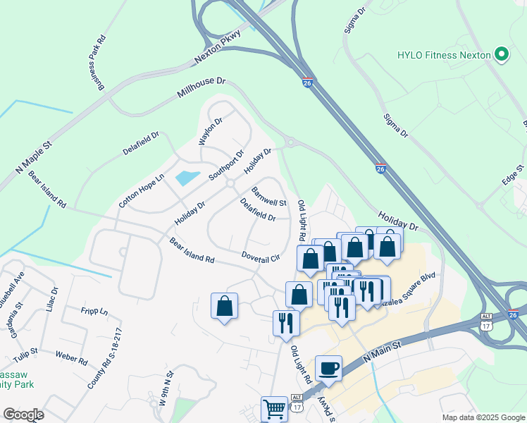 map of restaurants, bars, coffee shops, grocery stores, and more near 219 Barnwell Street in Summerville