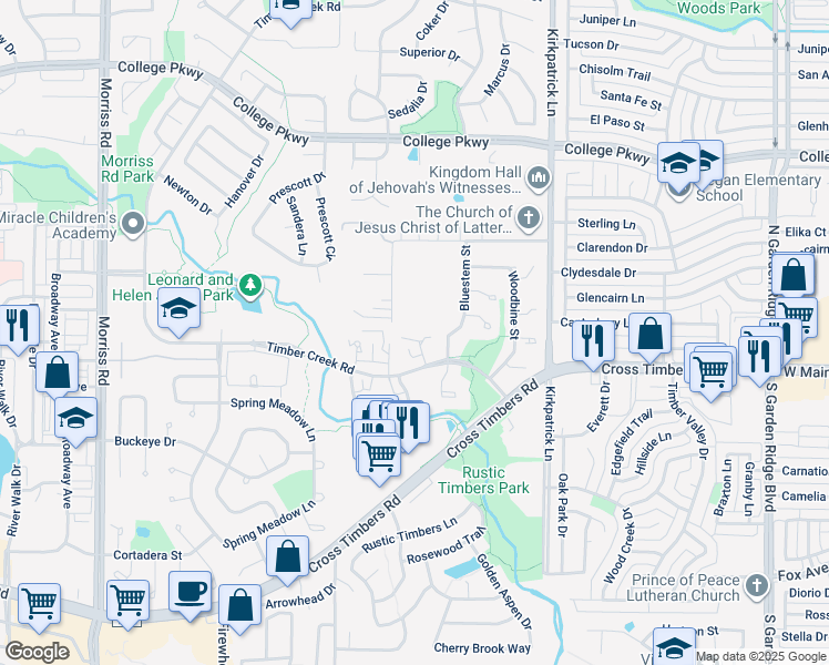 map of restaurants, bars, coffee shops, grocery stores, and more near 4261 Gayle Court in Flower Mound