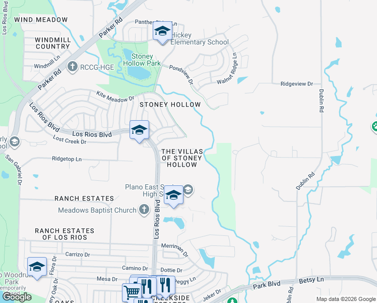 map of restaurants, bars, coffee shops, grocery stores, and more near 3714 Bella Vista Drive in Plano