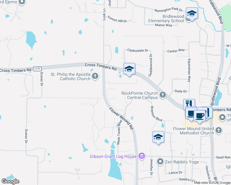 map of restaurants, bars, coffee shops, grocery stores, and more near 5718-5946 Flower Mound Road in Flower Mound