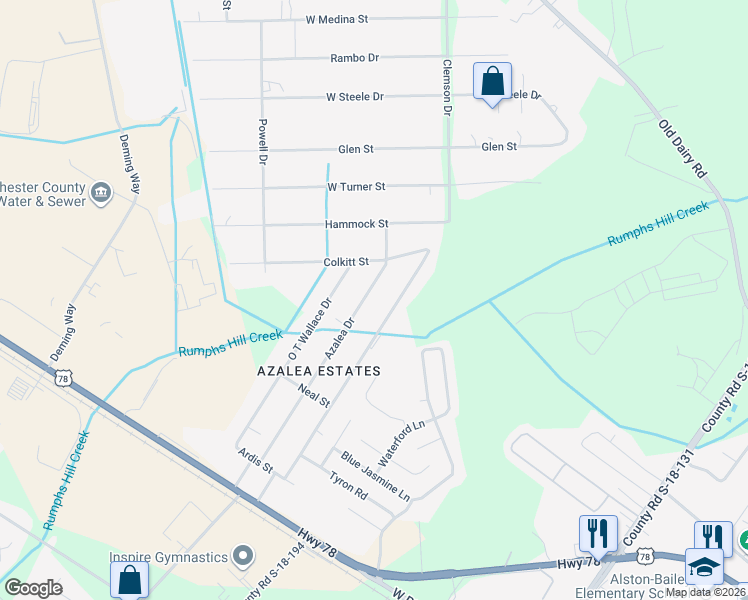 map of restaurants, bars, coffee shops, grocery stores, and more near 1221 Azalea Drive in Summerville