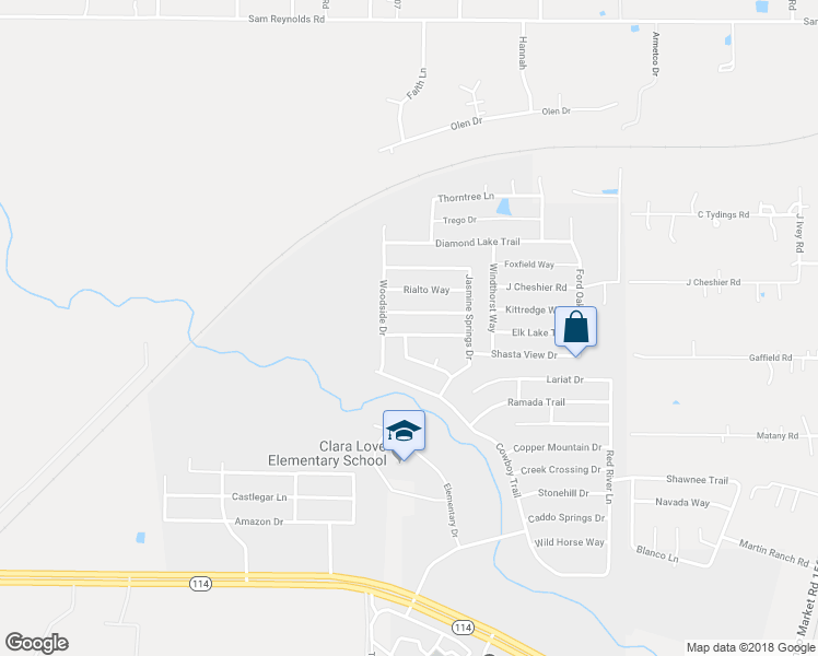 map of restaurants, bars, coffee shops, grocery stores, and more near 1621 Sierra Meadow Lane in Justin