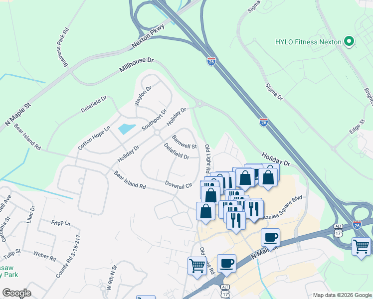 map of restaurants, bars, coffee shops, grocery stores, and more near 219 Barnwell Street in Summerville